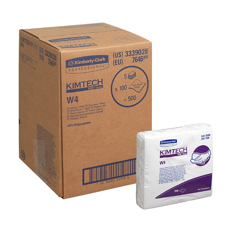 Kimtech Wischtücher PURE W4 – Polypropylen – 22,8 × 22,8 cm / 30 × 30 cm – weiss – 5 × 100 Stk. (500 Stk.)