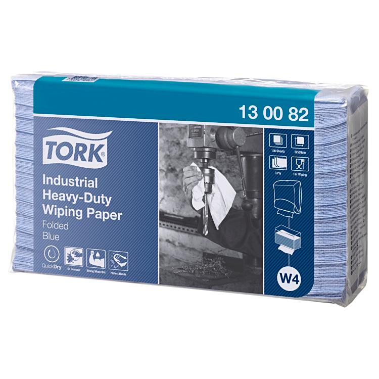 Tork Industrie Wischtücher W4 – Zellstoff, 3-lagig – Blau – 500 Stk. – für W4