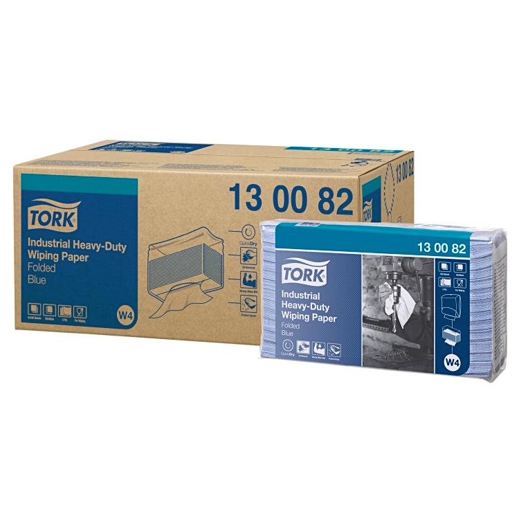 Tork Industrie Wischtücher W4 – Zellstoff, 3-lagig – Blau – 500 Stk. – für W4