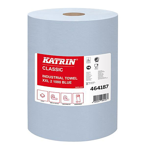 Katrin Putzrolle Classic XXL 2 – 2-lagig – 38 × 38 cm – 1000 Blatt – blau – 2 Rollen