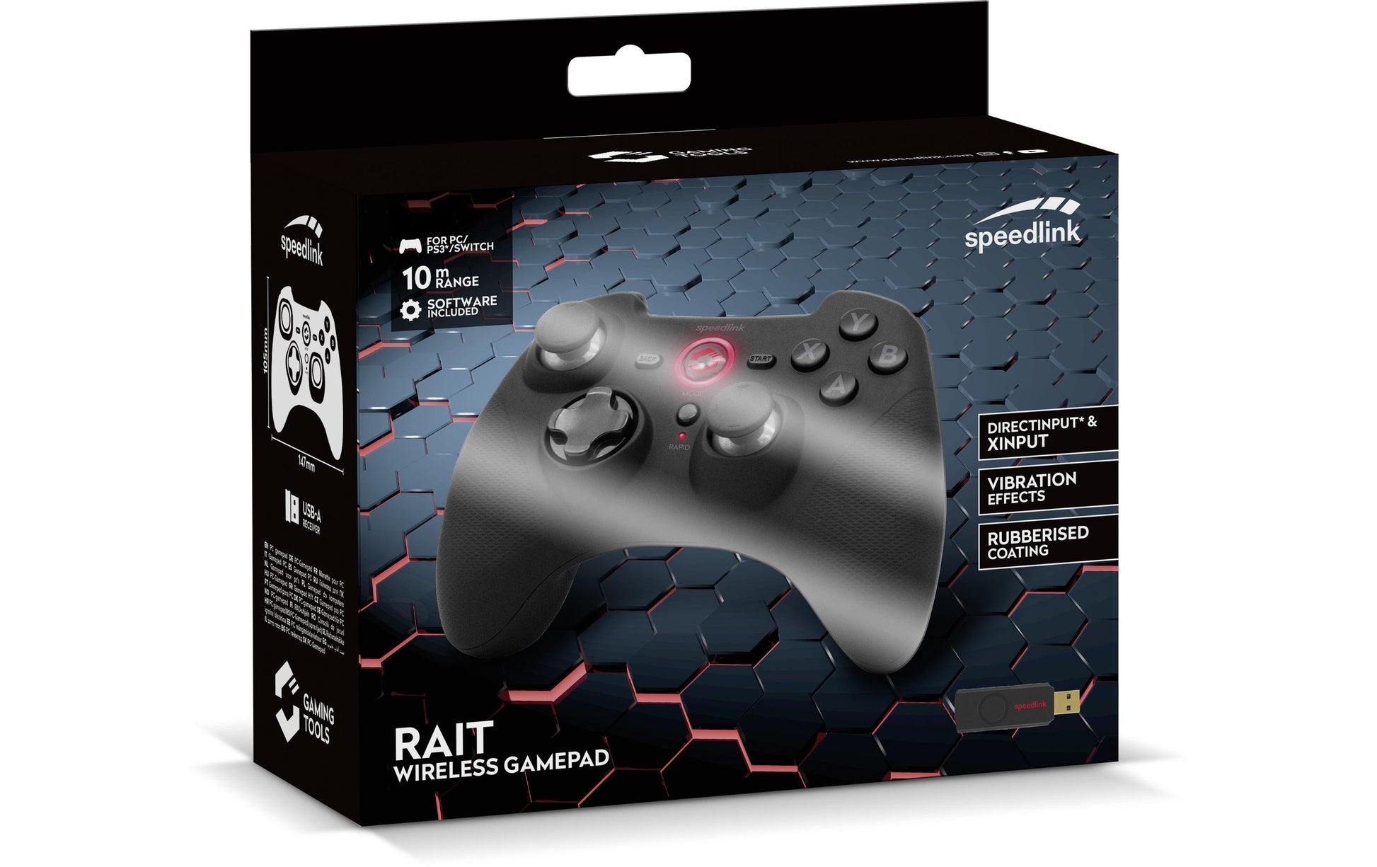 SPEEDLINK RAIT SL650110B – Gamepad – RF 2,4 GHz – für PC, PlayStation 3 & Nintendo Switch – Schwarz