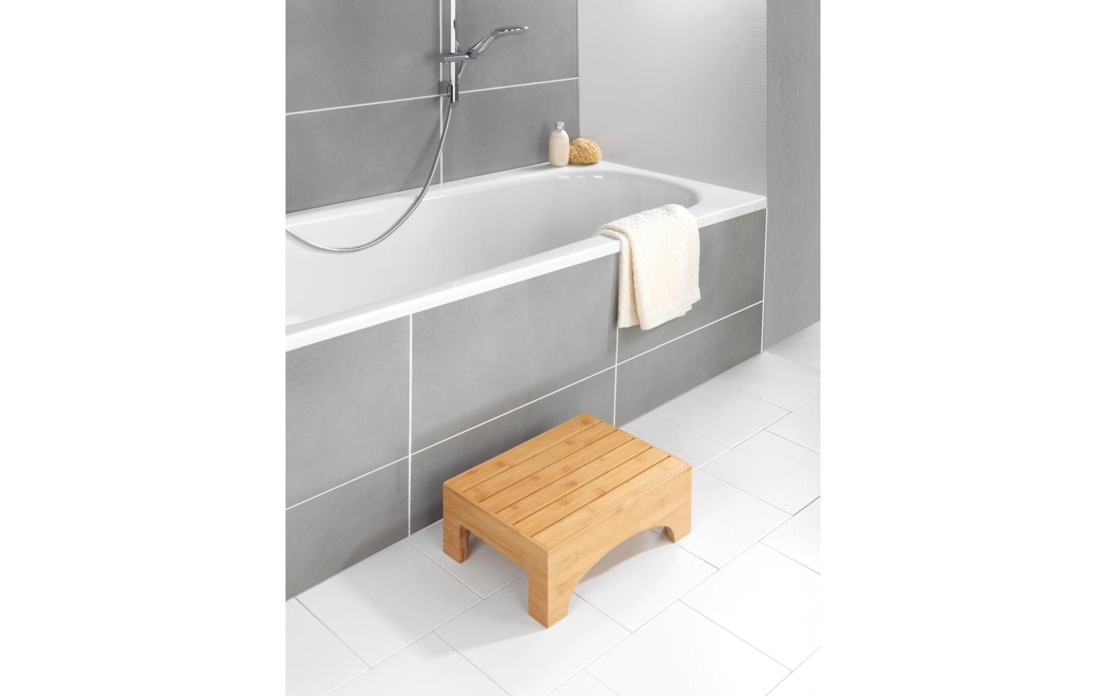 WENKO Bambus Badschemel Bambusa – 40×30×15 cm, Bambus, Holz
