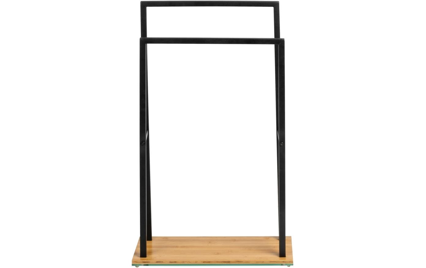 WENKO Handtuchständer Bambusa – 46×20×80 cm, Bambus/Stahl, freistehend, Schwarz