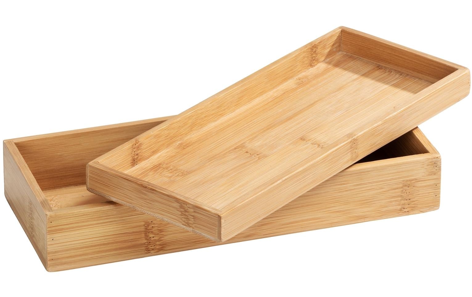 WENKO Aufbewahrungsbox – 24×10×5,5 cm, Bambus, mit Deckel