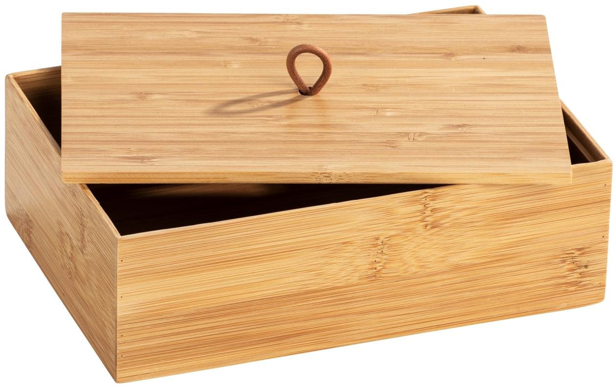 WENKO Aufbewahrungsbox (mit Deckel) – Bambus – Natur – 220 × 120 × 150 mm