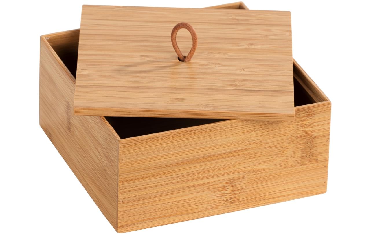 WENKO Aufbewahrungsbox – Bambus, 15×15×7 cm