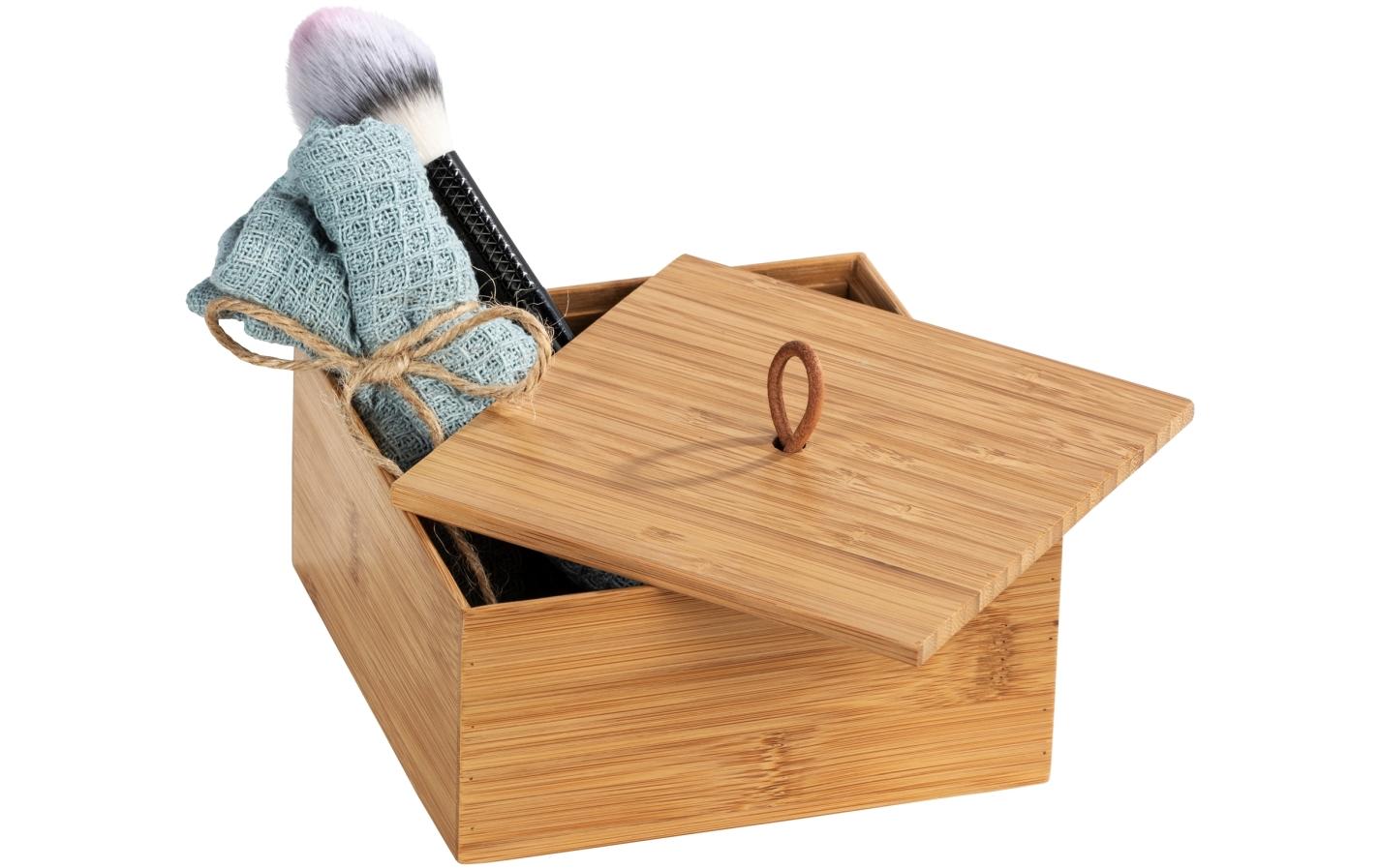 WENKO Aufbewahrungsbox – Bambus, 15×15×7 cm