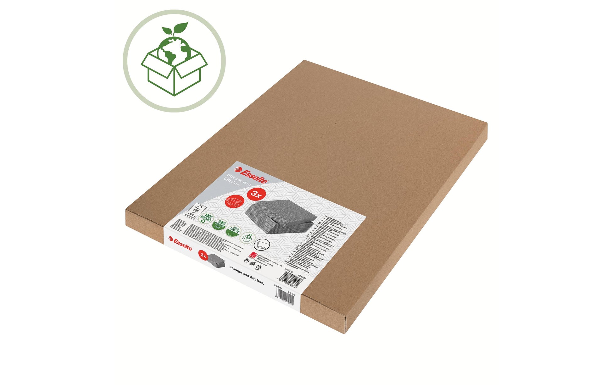Leitz Aufbewahrungsbox 30 l – Grau, Karton, 3 Stück