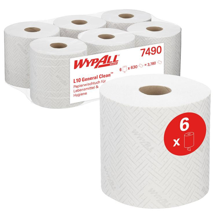 WypAll Wischtücher L10 – Zellstoff, 1-lagig – 18,5 × 38 cm – weiss – 3780 Stk.