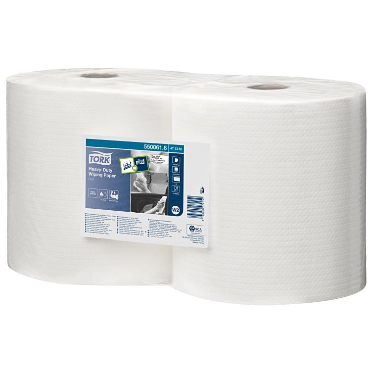 Tork Putzrolle Extra stark W2 – 1-lagig – 25,5 × 33,5 cm – 350 Blatt – 25,5 cm × 117,3 m – weiss – 2 Rollen