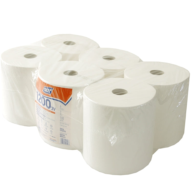 PaperWall – Handtuchrolle – 3-lagig, weiss, Papier – 200 mm × 100 m