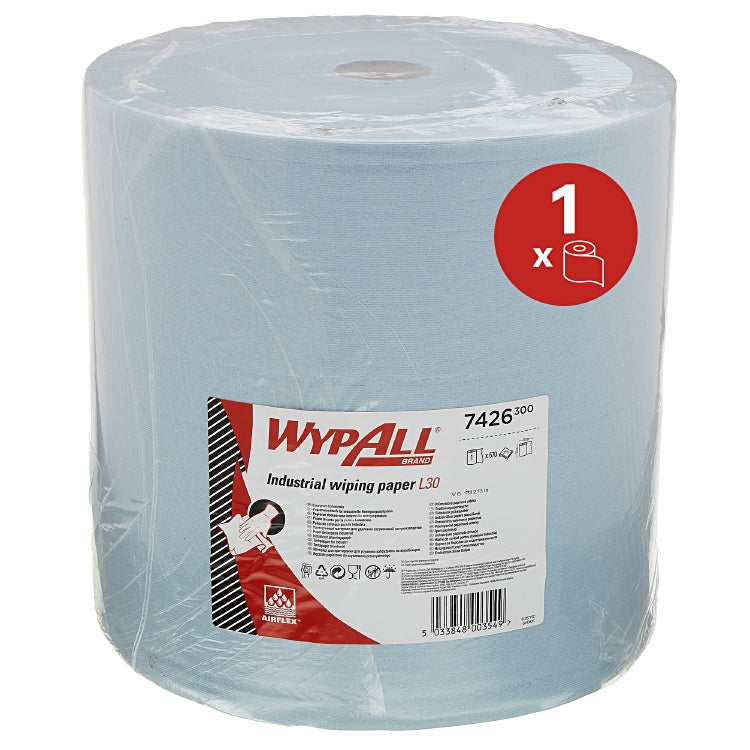 WypAll Wischtuchrolle L30 ULTRA+ – 3-lagig – 37 × 38 cm – 670 Blatt – Blau – 1 Rolle