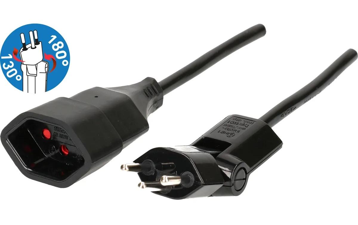 Max Hauri AG Max Hauri – Netzkabel, T12 auf T13, Kinderschutz, 0,5 m, Schwarz
