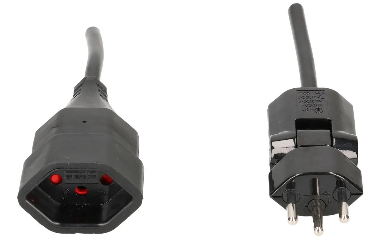 Max Hauri AG Max Hauri – Netzkabel, T12 auf T13, Kinderschutz, 0,5 m, Schwarz