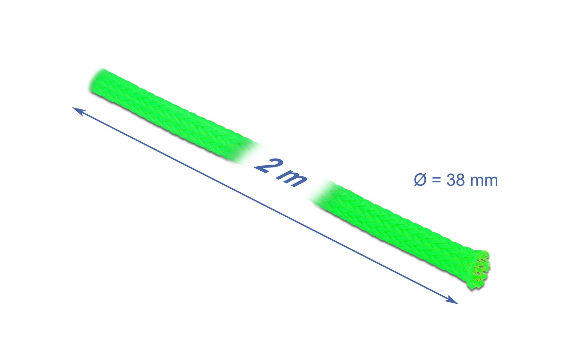 DeLOCK Kabelschlauch, Ø 38 mm, 2 m, dehnbar, zuschneidbar – grün