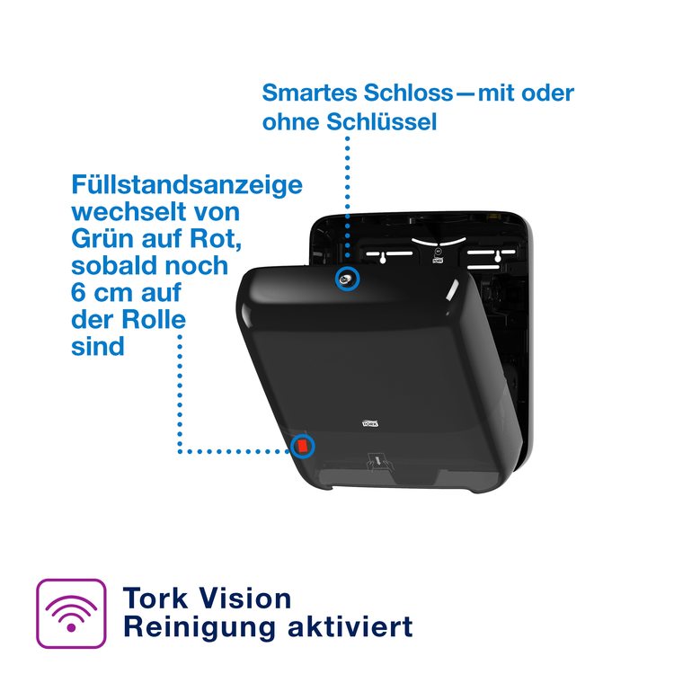 Tork Handtuchrollenspender Elevation – für H1, Kunststoff, Schwarz, 206 × 368 × 331 mm