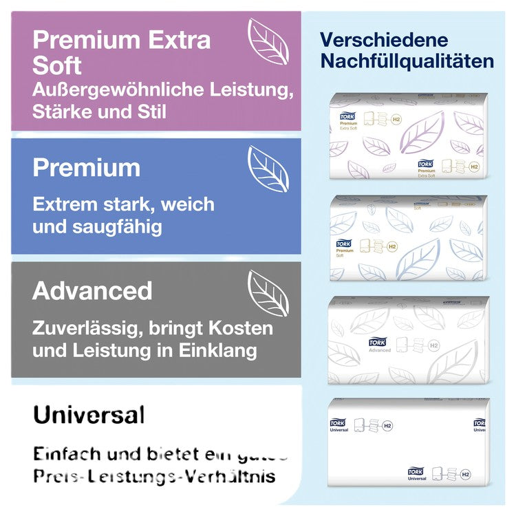 Tork Falthandtuchspender Elevation – für Tork H2, Kunststoff, Weiss, 302 × 444 × 102 mm