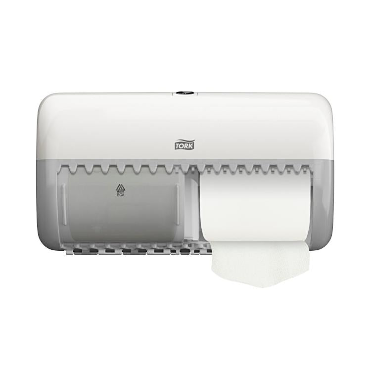 Tork Toilettenpapierspender – Kunststoff, weiss, für 2 Rollen, 28,6 × 15,3 × 15,8 cm