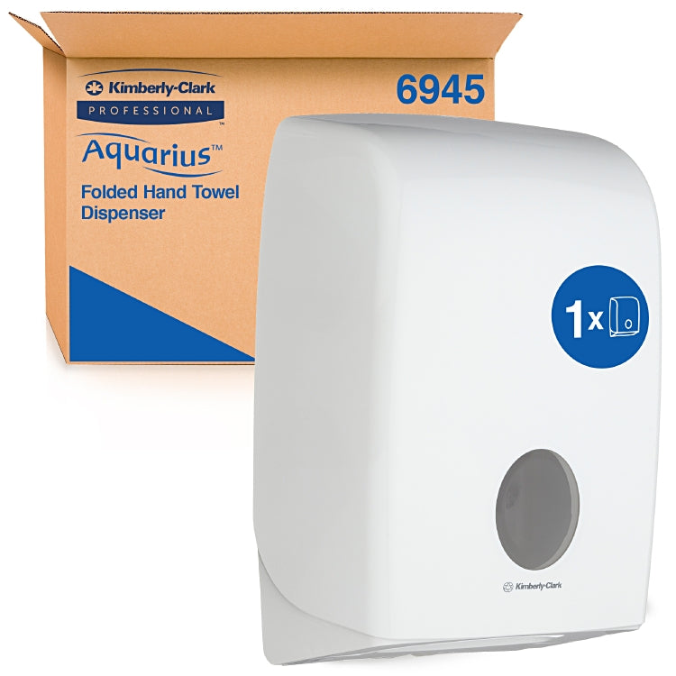 Kimberly Clark Falthandtuchspender Aquarius – Kunststoff, weiss, 265 × 136 × 399 mm