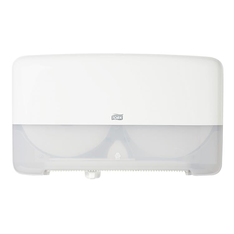 Tork Elevation – Toilettenpapierspender – Weiss, Mini Jumbo (T2), mit Rollenbremse, 43,2 × 14,6 × 25,6 cm
