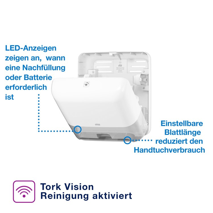 Tork Matic Handtuchrollenspender Elevation – für H1, Kunststoff, weiss, 206 × 368 × 331 mm