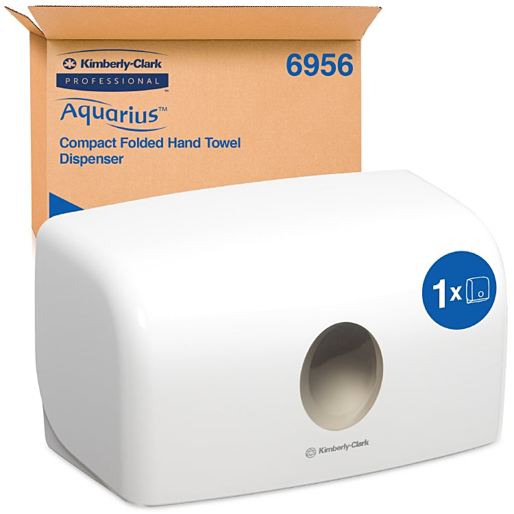 Kimberly Clark Falthandtuchspender Aquarius Mini – für C-Falz, Kunststoff, weiss, 287 × 142 × 159 mm