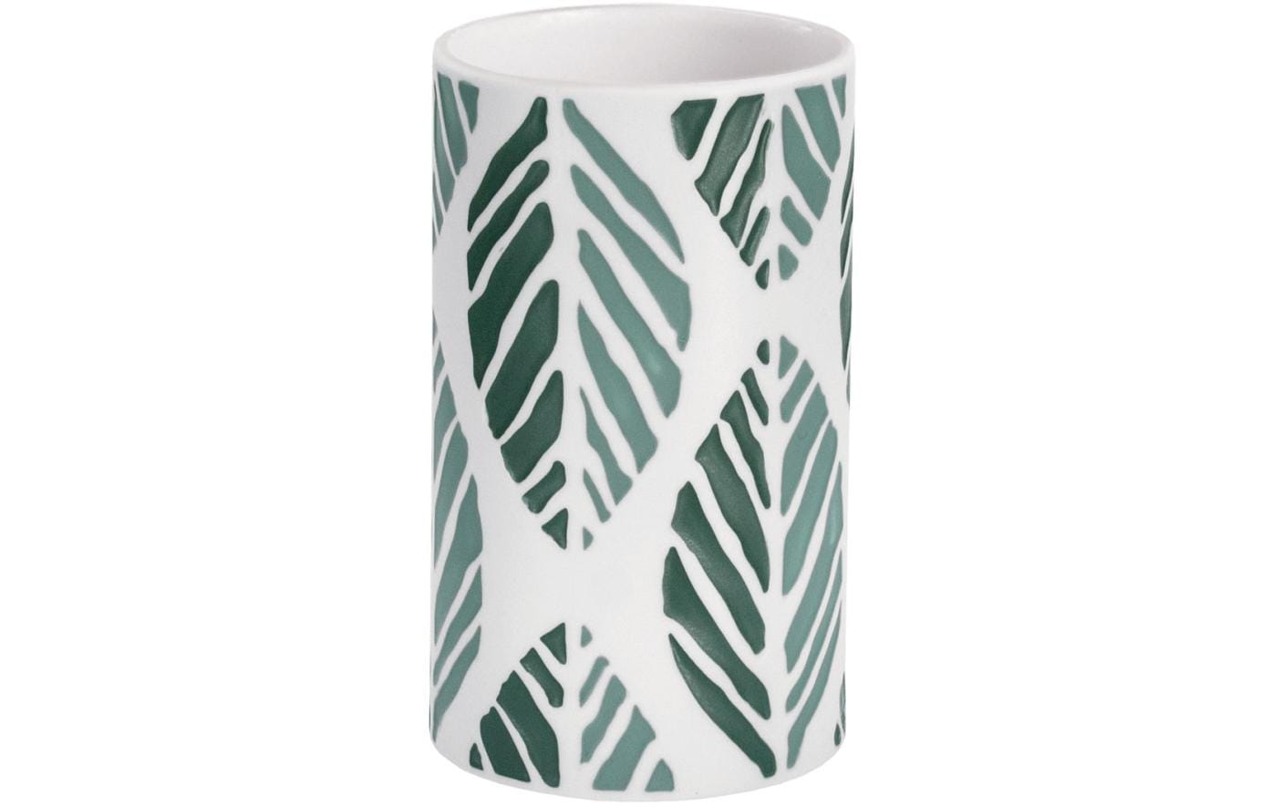 Kleine Wolke Zahnbürstenhalter Leaf – Porzellan, 7×7×10 cm, Grün, Weiss