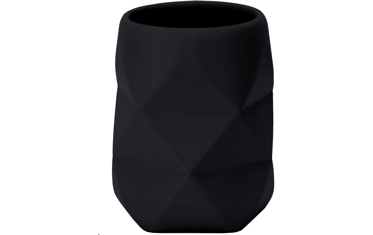 Kleine Wolke Zahnputzbecher Crackle – Polyresin (Kunststein), 8×8×10 cm, Schwarz