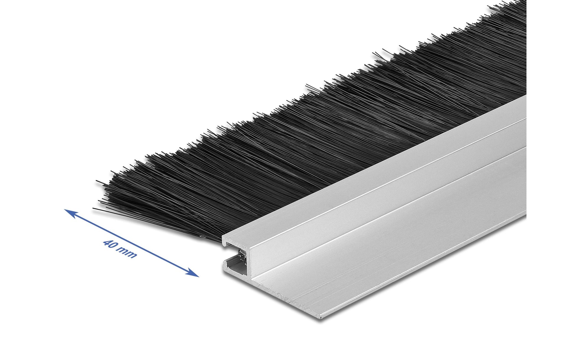 DeLOCK Bürstenstreifen Alu-Profil – 40 mm × 1 m, Aluminium, Kunststoff, Silber/Schwarz