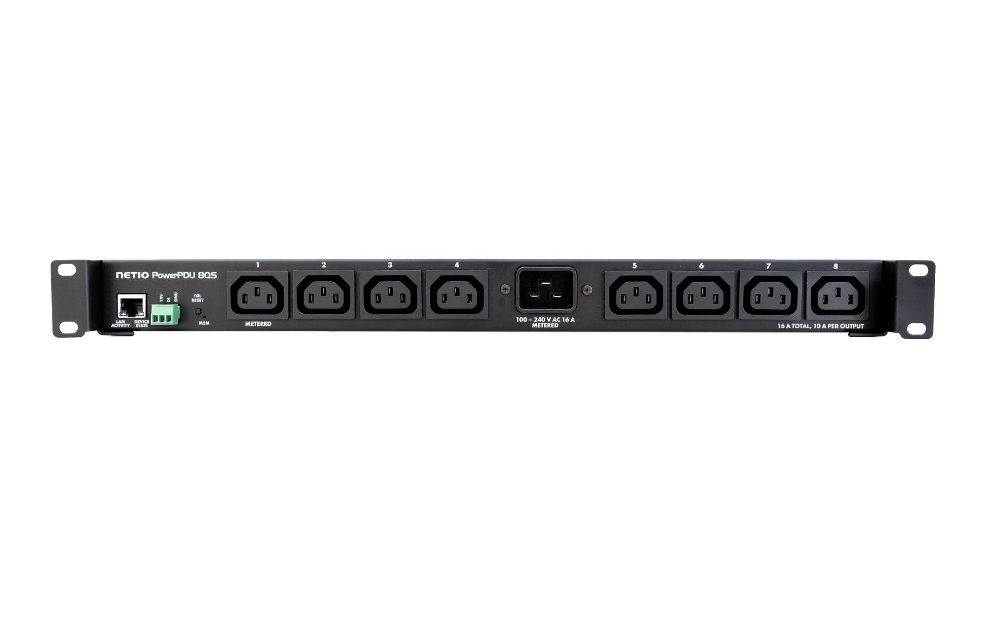 NETIO PowerPDU 8 QS – Rack-PDU Metered, 1-phasig, 8× IEC C13, 16 A, Stecker C20, 1U horizontal