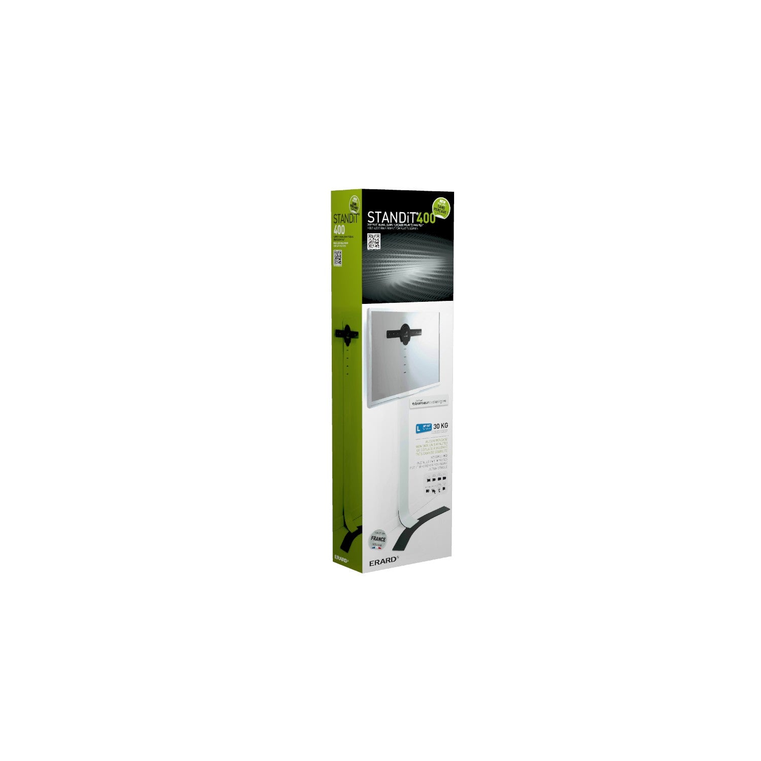 Erard STANDiT 400 – Displayständer, höhenverstellbar, für 30–55", VESA 400×200, bis 30 kg, weiss