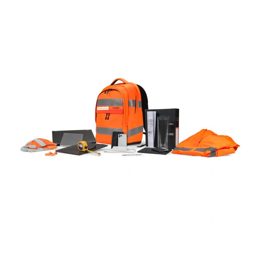 DICOTA Rucksack HI-VIS – Notebook-Rucksack – 25 l, rPET, orange, Reflexstreifen