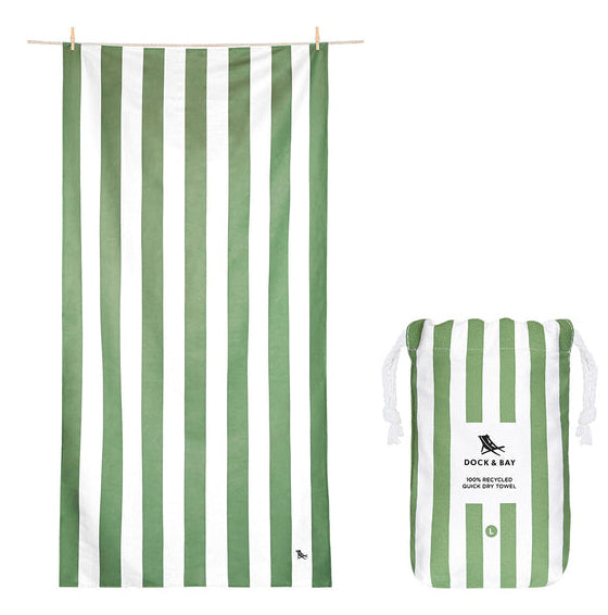 Dock & Bay Strandtuch CABANA – 90 × 200 cm, Khaki/Weiss, Polyamid/Polyester