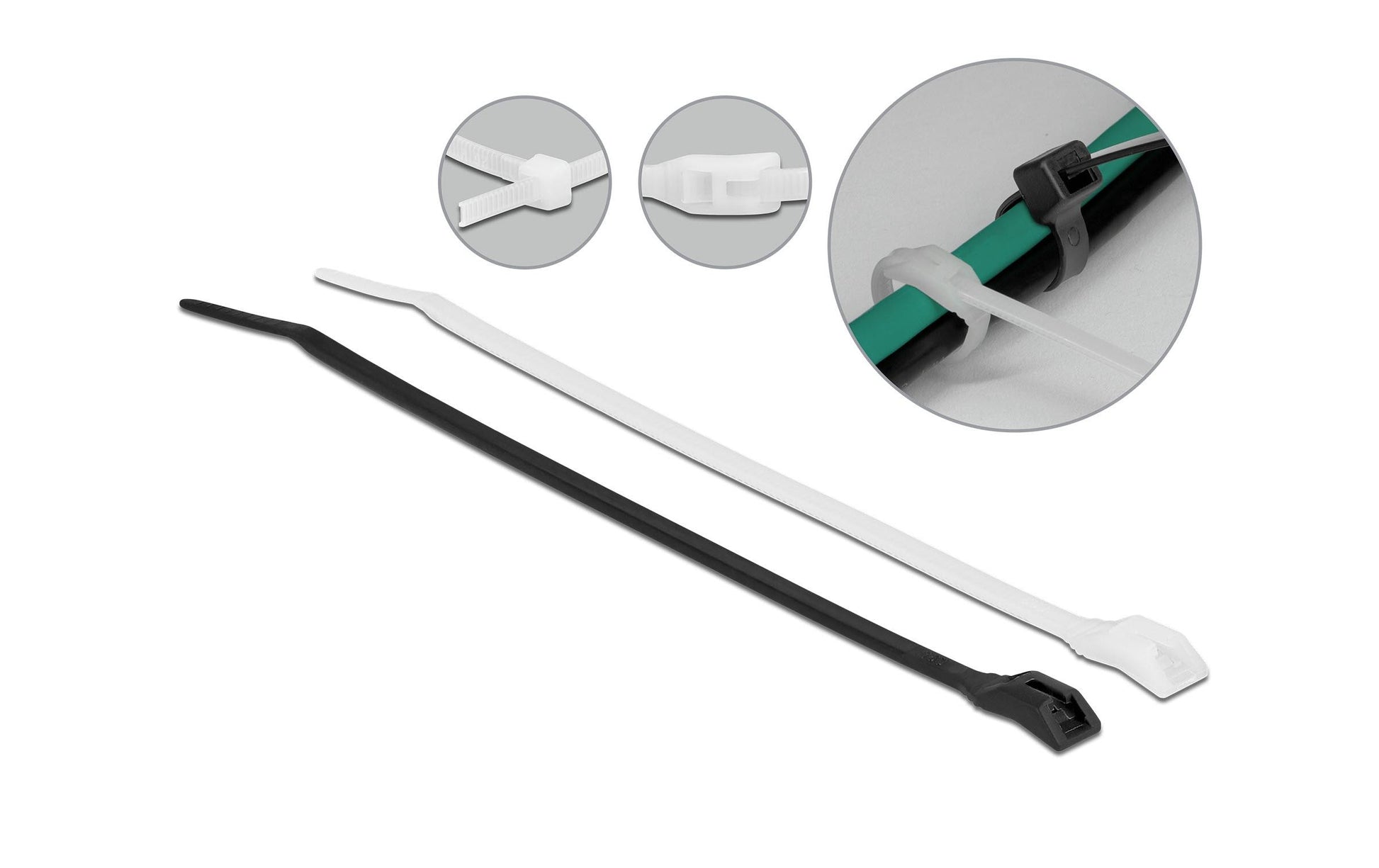 DeLOCK Kabelbinder 370 × 4,6 mm, Polyamid, Schwarz/Transparent, 100 Stk.