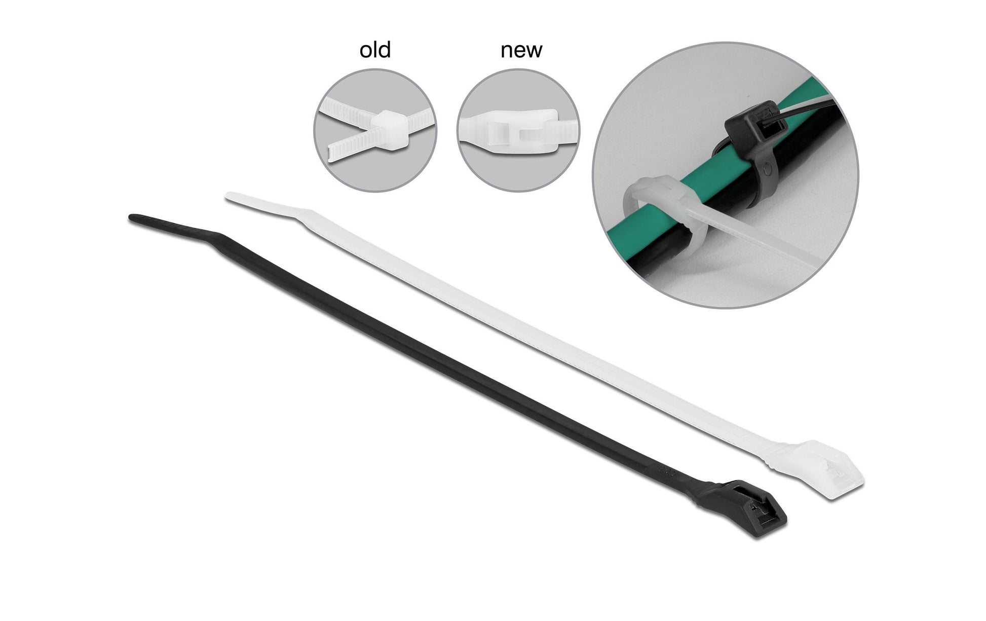 DeLOCK Kabelbinder, 7,6 mm × 0,28 m, schwarz, 100 Stück