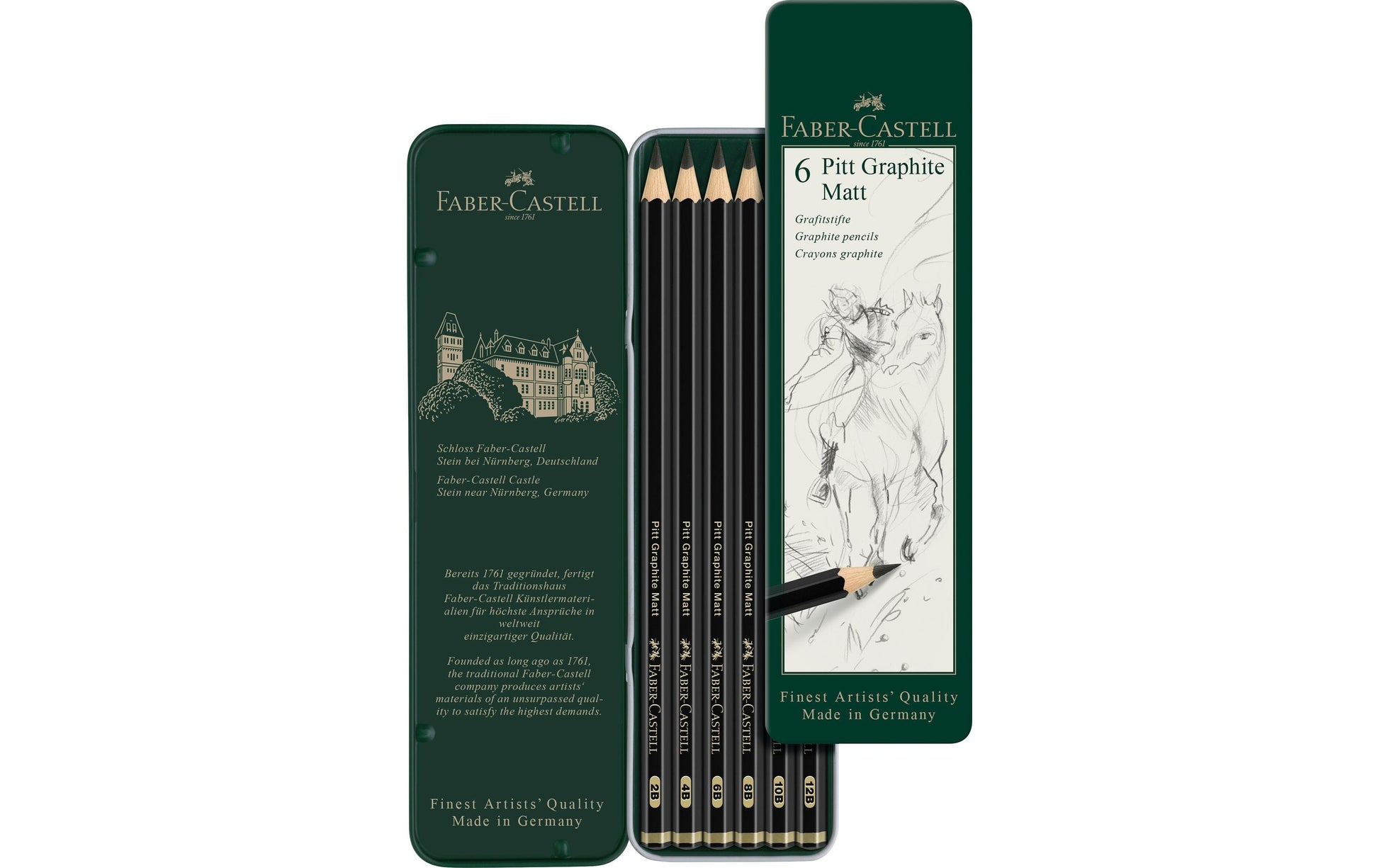 Faber-Castell PITT GRAPHITE Matt Graphit-Set, verschiedene Härten, Box – 5-teilig