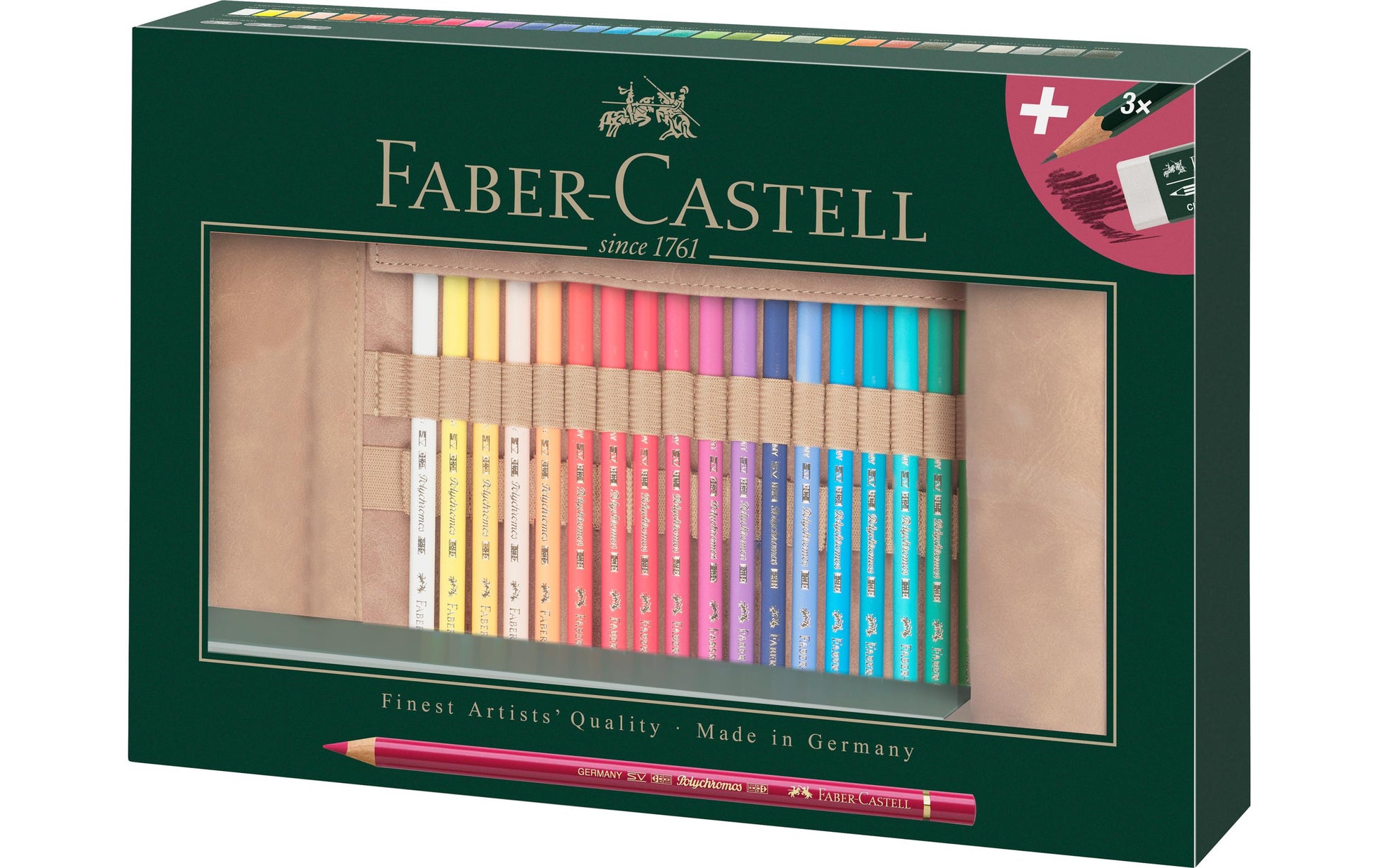 Faber-Castell Polychromos Buntstifte 34er-Stifterolle – bruchfeste Mine, rund, Ø 3,8 mm