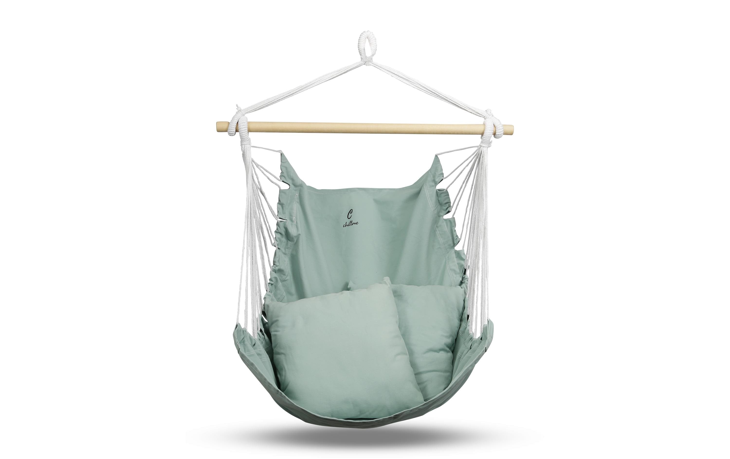 Chillme Hängestuhl – 130 × 100 × 100 cm – Polyester & Baumwolle – Grün