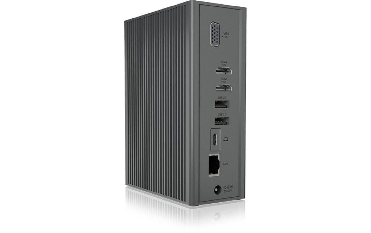 ICY BOX IB-DK2262AC Dockingstation – USB-C, 2× HDMI, 1× VGA, 3× USB-A, 55 W PD, GbE, für Windows/Mac