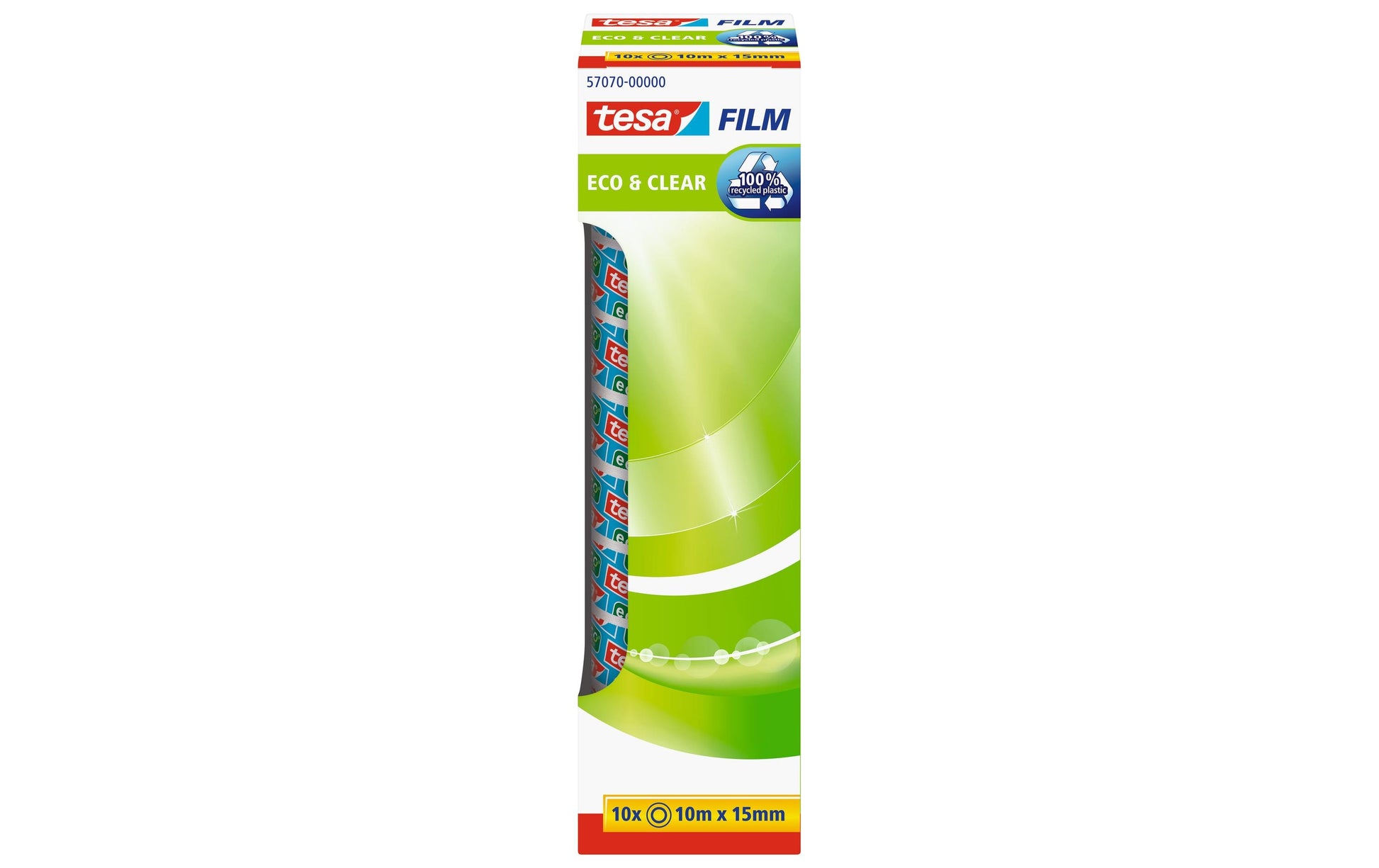 TESA 57070 Klebefilm klar – 15 mm × 10 m, transparent, Kunststoff, 10 Stück