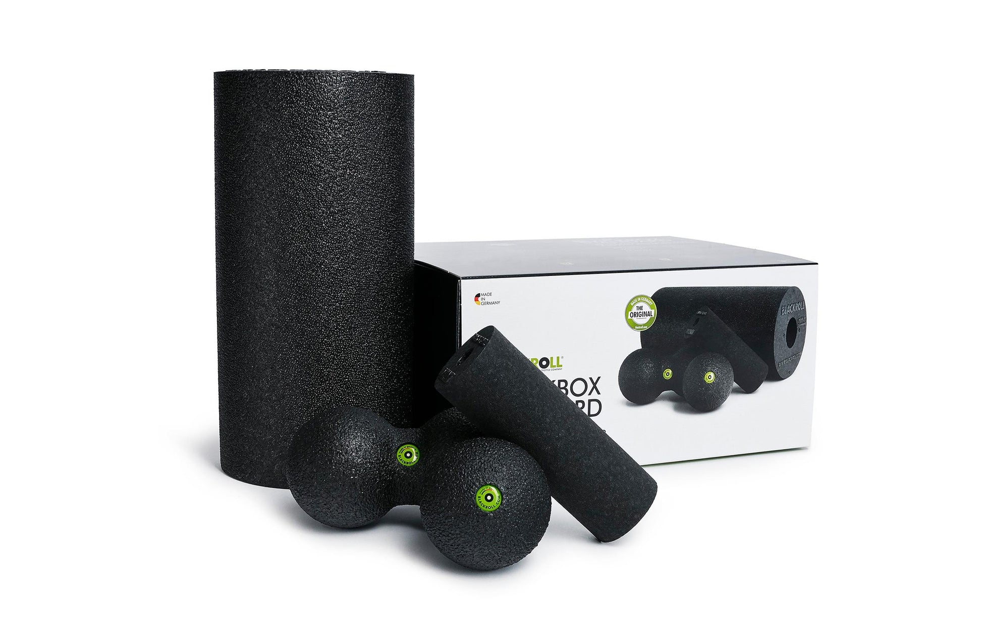 Blackroll Faszien-Set Black Box – Standard, Ball 8 cm, Duoball 8 cm, Übungs-DVD – schwarz