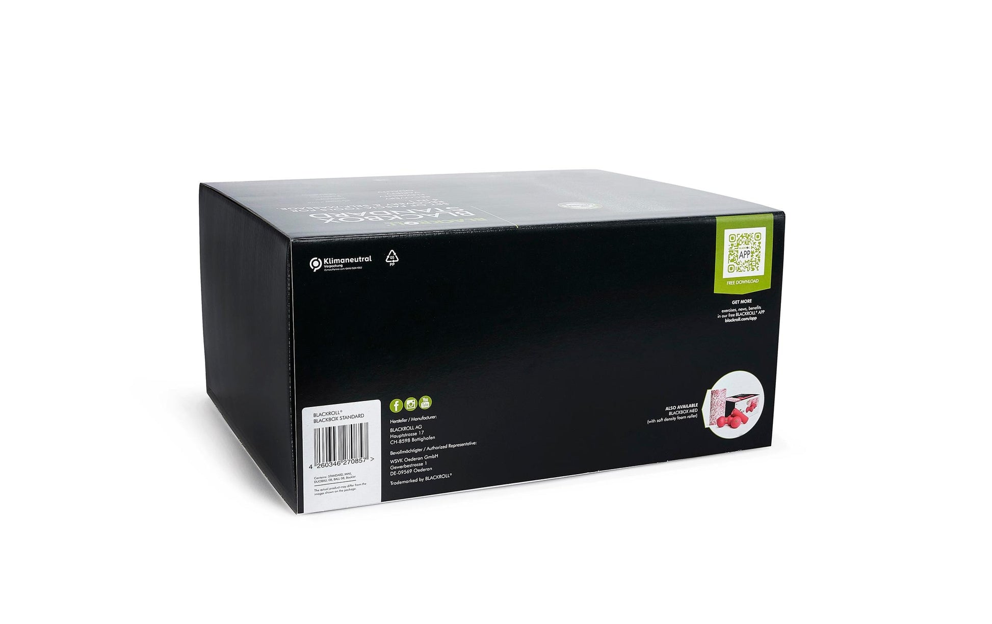 Blackroll Faszien-Set Black Box – Standard, Ball 8 cm, Duoball 8 cm, Übungs-DVD – schwarz