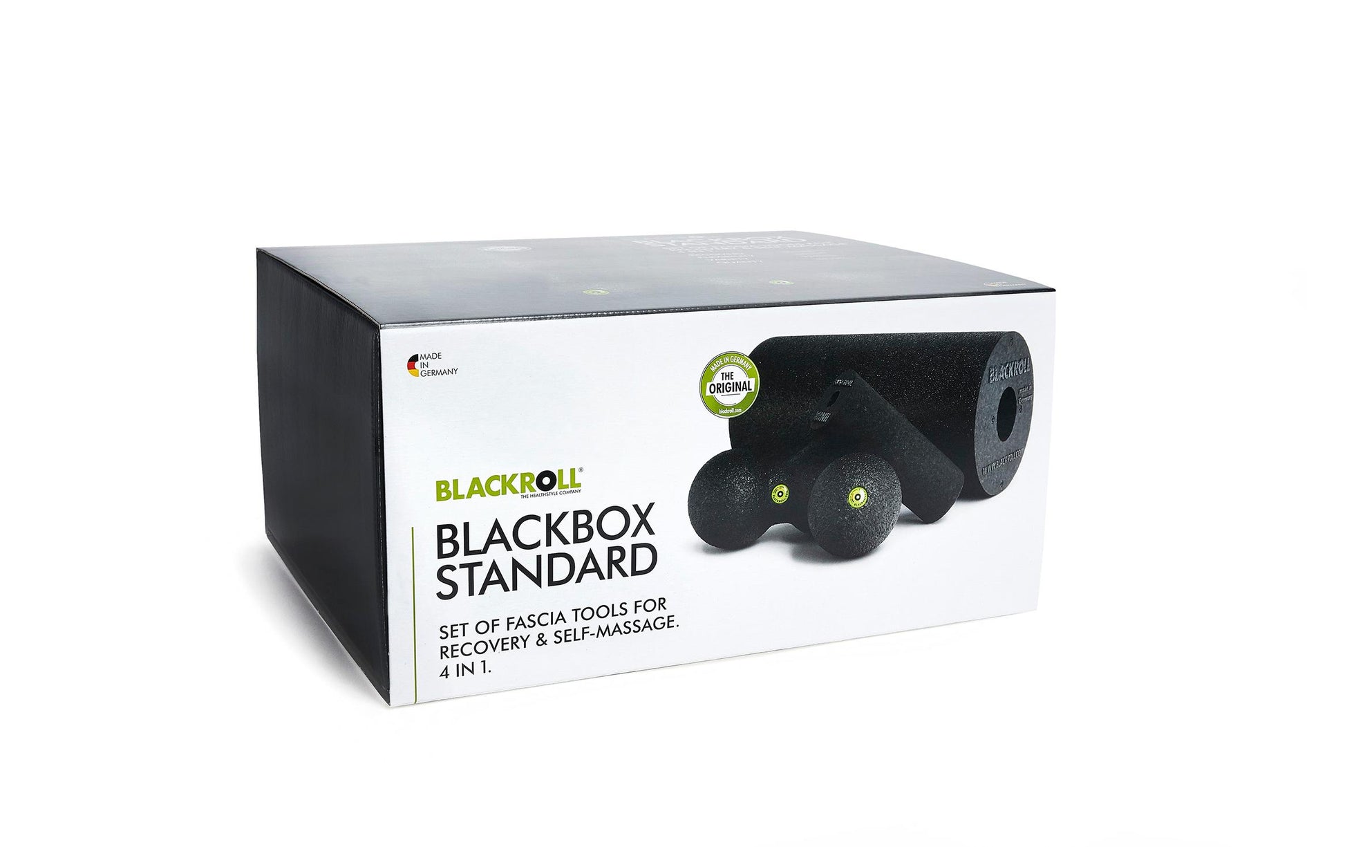 Blackroll Faszien-Set Black Box – Standard, Ball 8 cm, Duoball 8 cm, Übungs-DVD – schwarz
