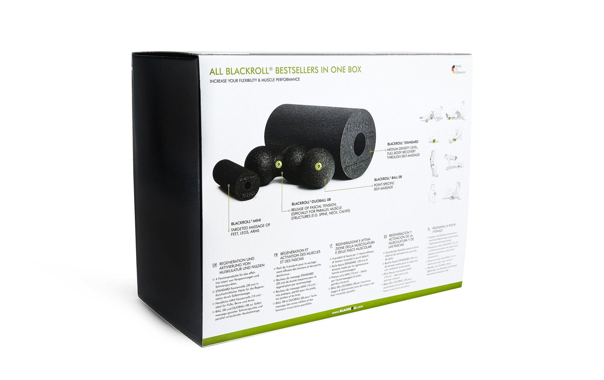 Blackroll Faszien-Set Black Box – Standard, Ball 8 cm, Duoball 8 cm, Übungs-DVD – schwarz