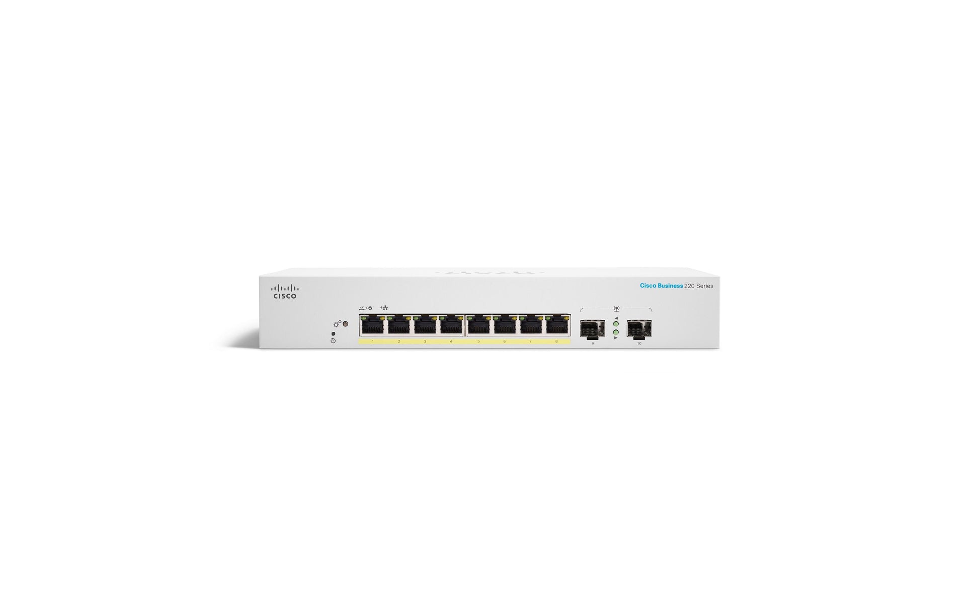 Cisco CBS220-8P-E-2G-EU – Managed L2 Switch – 8× 1G, 2× SFP, PoE+, PoE-Budget 65 W, 19"
