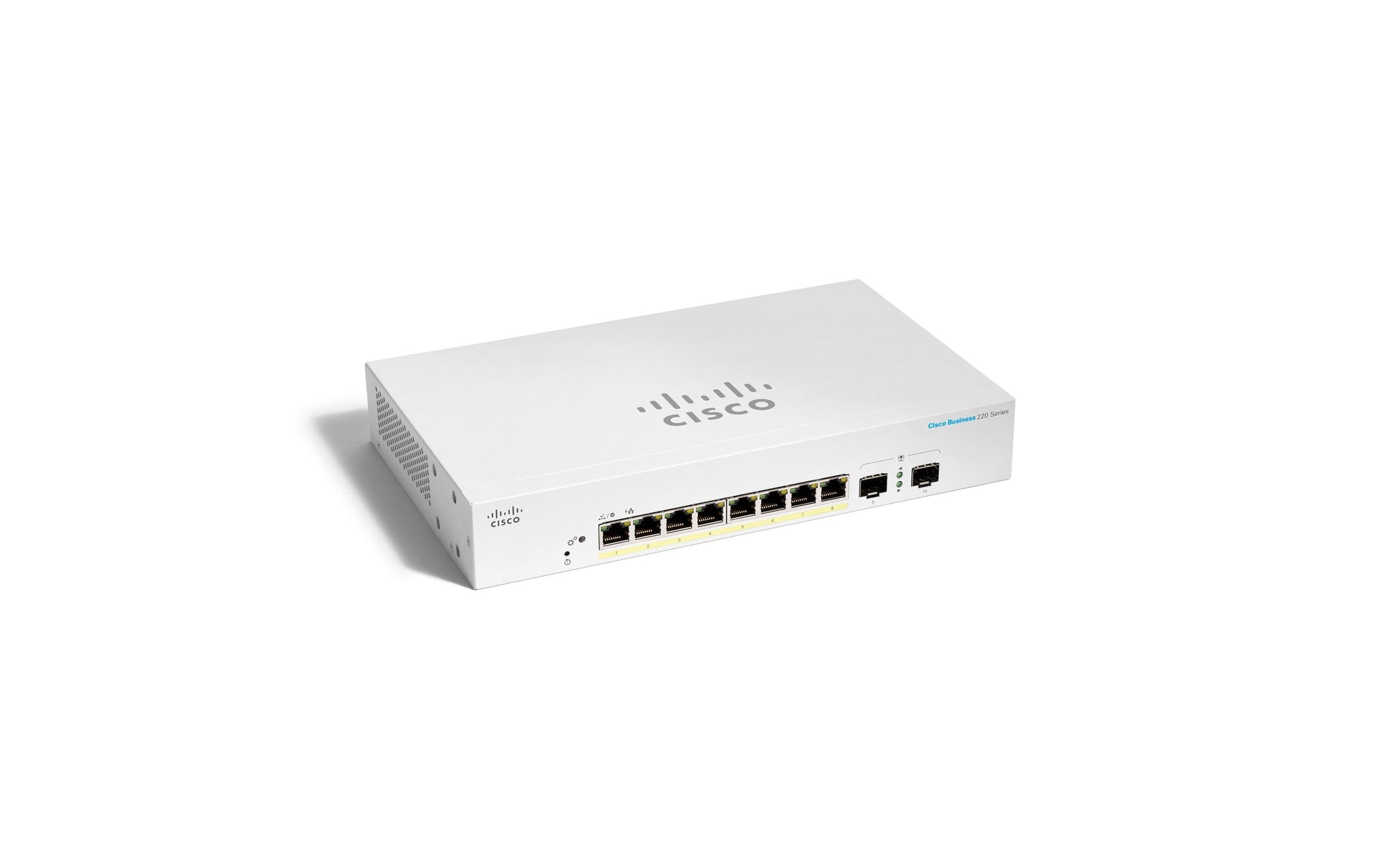 Cisco CBS220-8P-E-2G-EU – Managed L2 Switch – 8× 1G, 2× SFP, PoE+, PoE-Budget 65 W, 19"