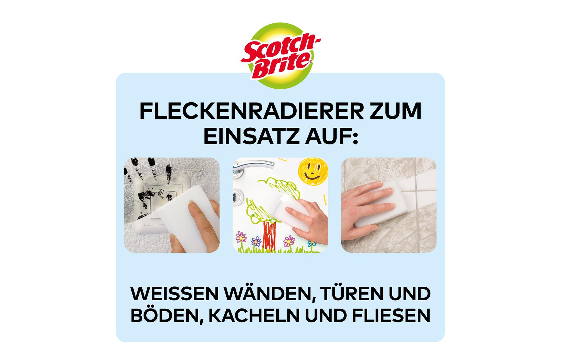 3M Scotch-Brite Fleckenradierer – Melamin, für alle Oberflächen, weiss, 6 Stk.