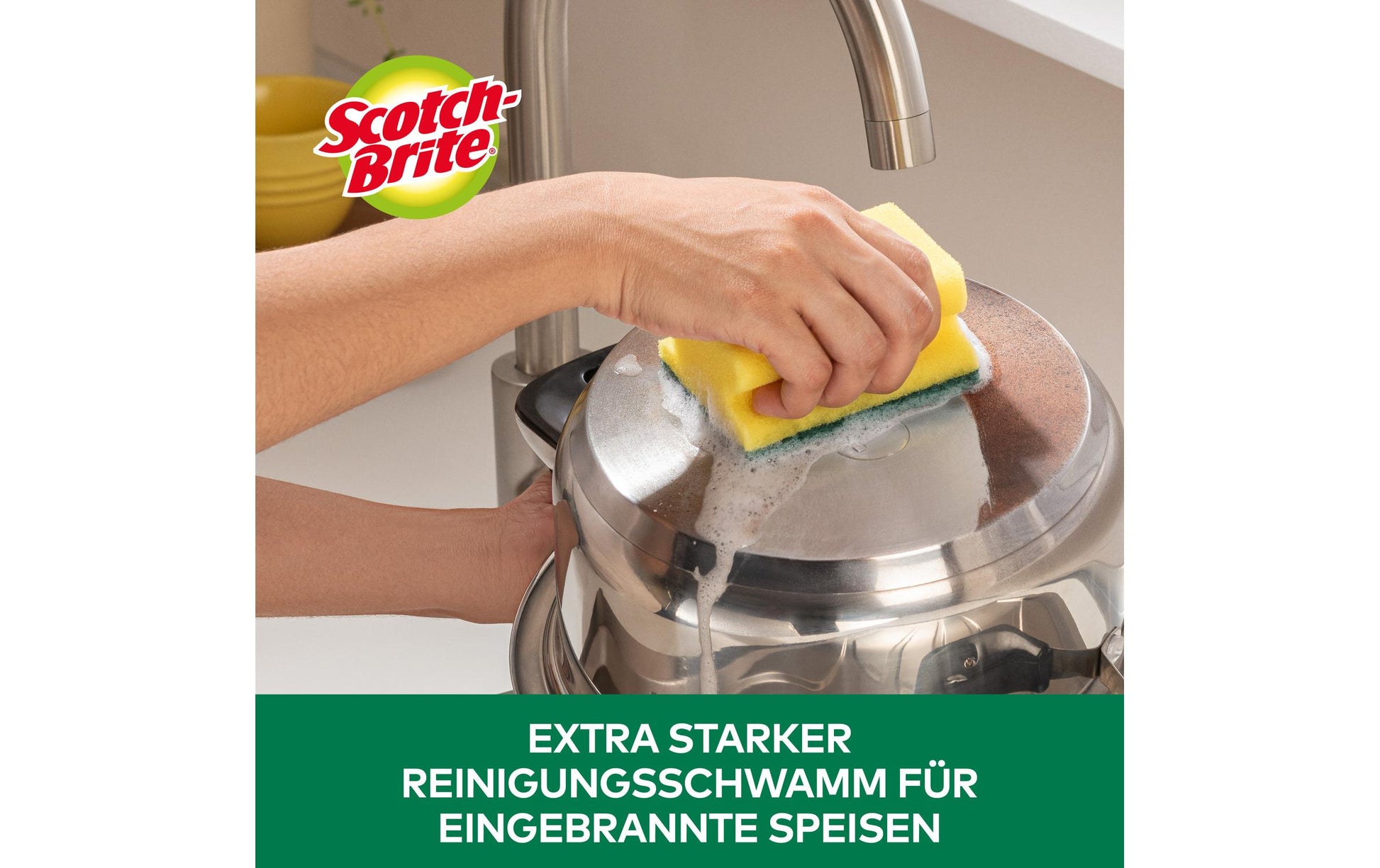3M Schwamm Classic – Kunststoff, 9 × 4,5 × 7 cm, gelb, für Metallbehälter, Pfannen, Gartengeräte, 6 Stk.