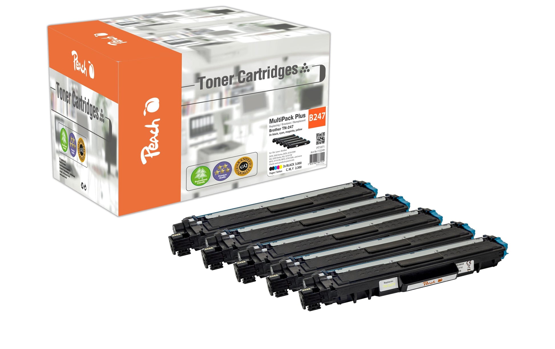 Peach Toner-Multipack TN-247 – BK/C/M/Y, 2300 Seiten – für Brother DCP-L 3550 CDW und andere
