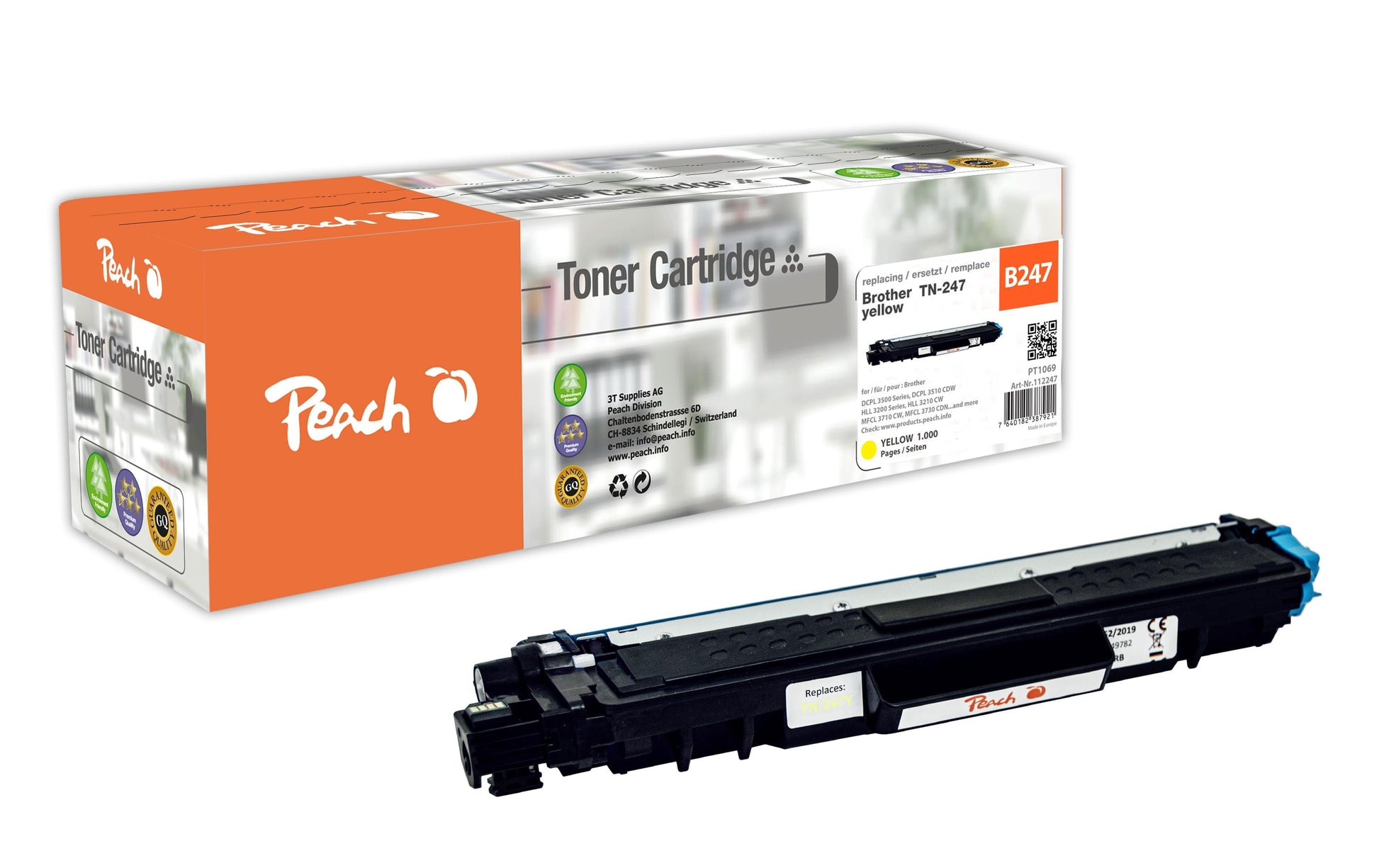 Peach TN-247Y Gelber Toner – Kompatibel – 2'300 Seiten – für Brother DCPL 3500 Serie/DCPL 3510 CDW